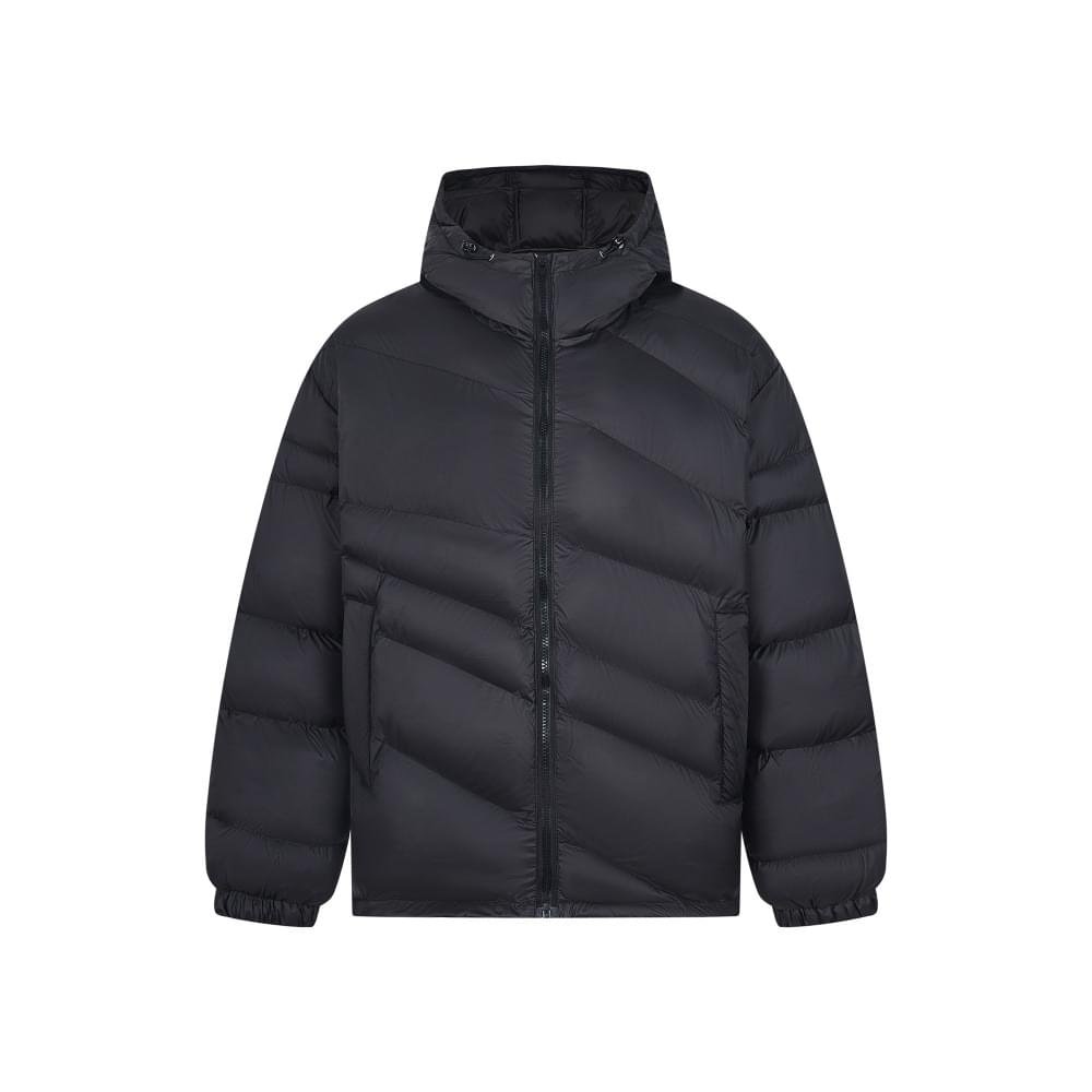 Men Hooded Padded Jacket Solid Color Loose Fit Winter Coat Streetwear