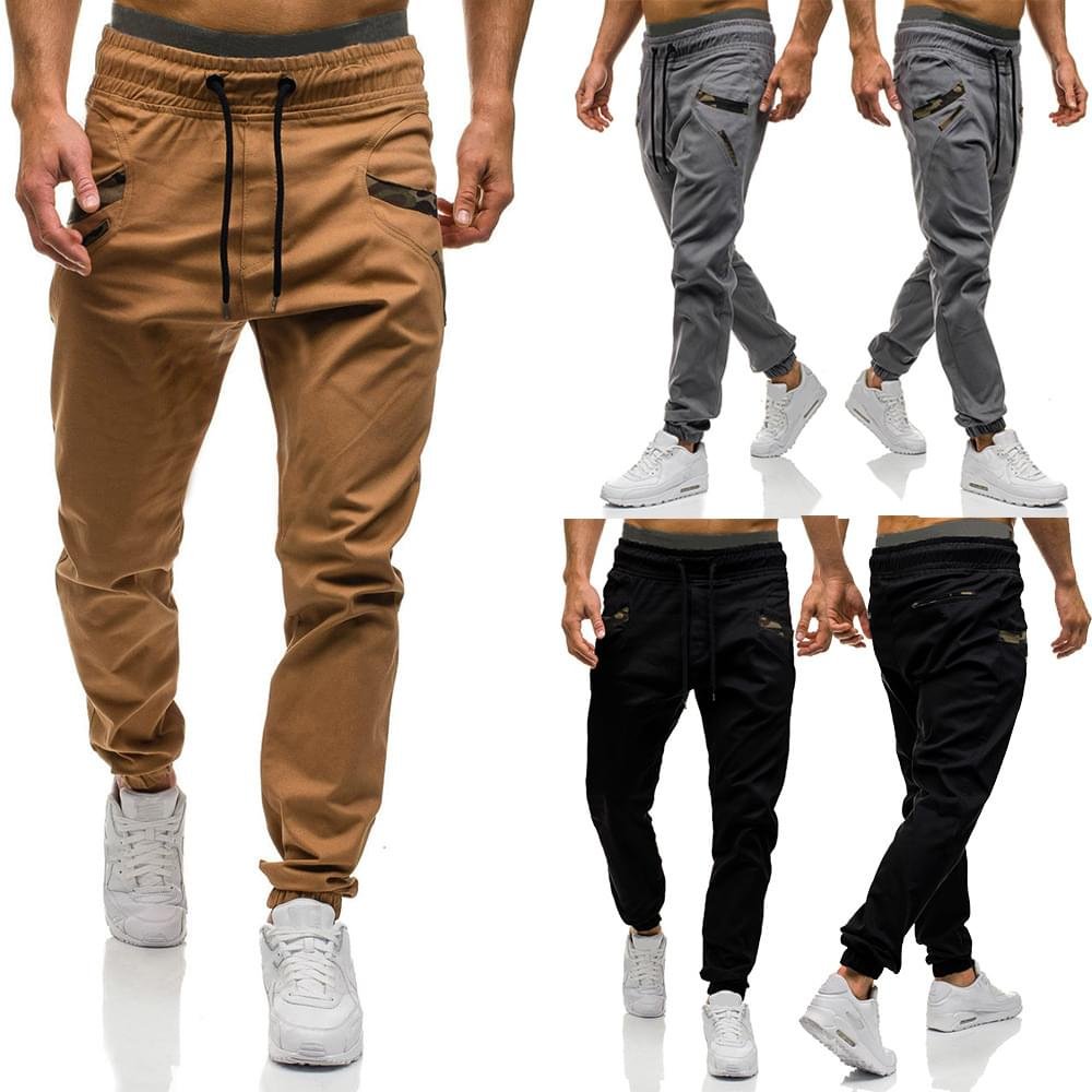 Men Slim Fit Joggers Solid Color Cotton Blend Gym Workout Sweatpants - Image 3