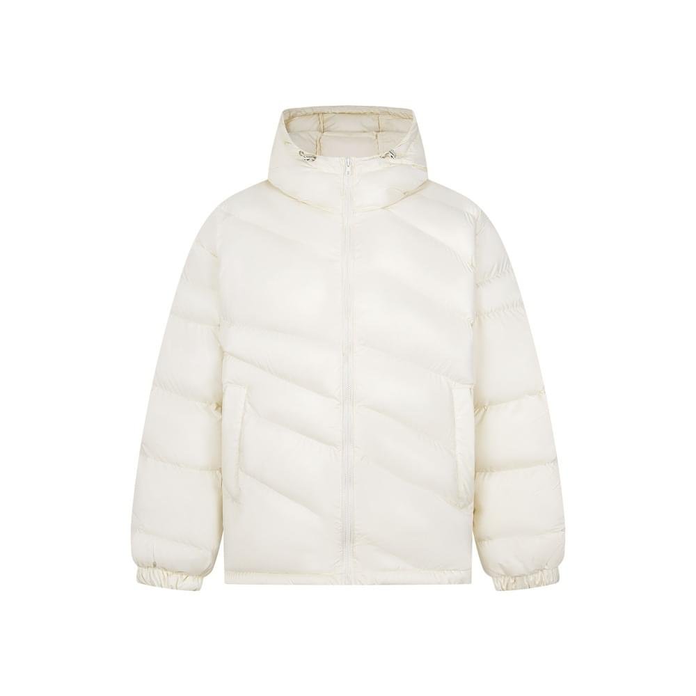 Men Hooded Padded Jacket Solid Color Loose Fit Winter Coat Streetwear - Image 5