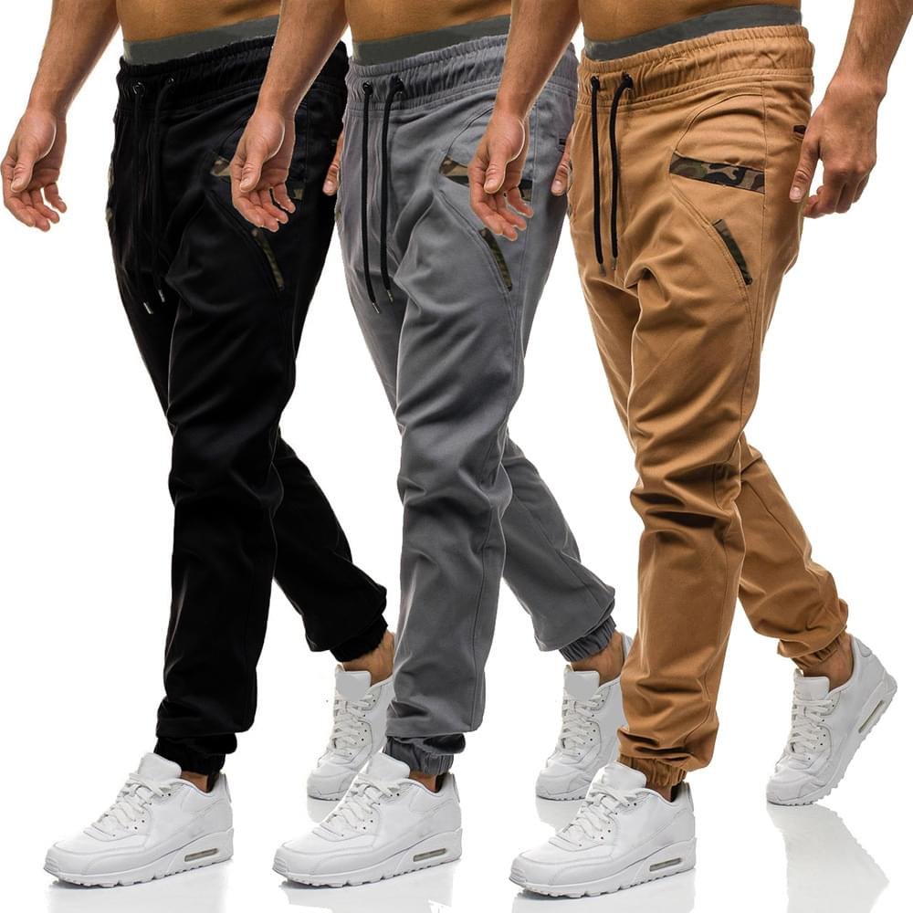 Men Slim Fit Joggers Solid Color Cotton Blend Gym Workout Sweatpants