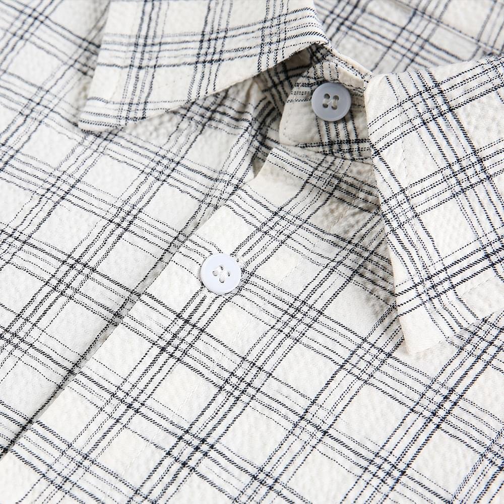 Men Long Sleeve Plaid Shirt Loose Fit Street Fashion Casual Top - Image 3