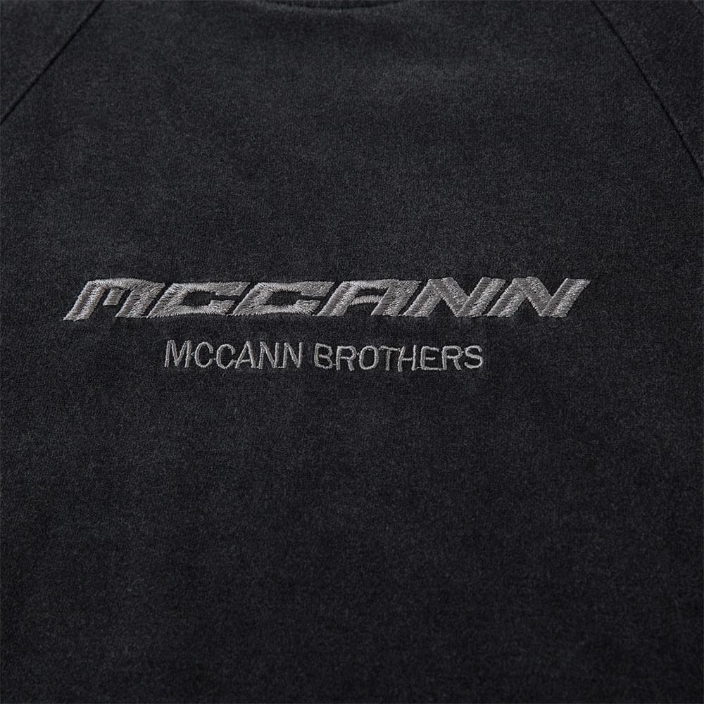 Men Washed Cotton T Shirt Loose Fit Embroidered Letter Black Streetwear Top - Image 3